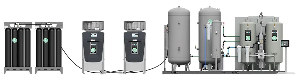 Nitrogen generator - structure of the plant with nitrogen accumulator