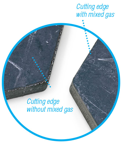 Cutting quality with and without mix gas Cutting quality with and without mix gas